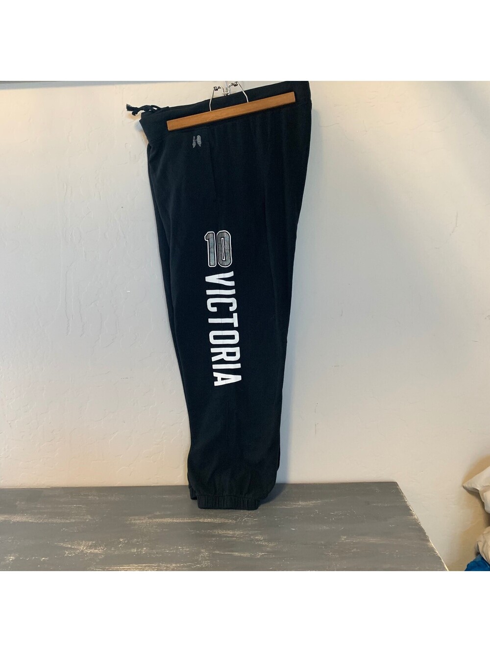 Victoria's Secret Black Sweatpants with Drawstring Waist and Logo